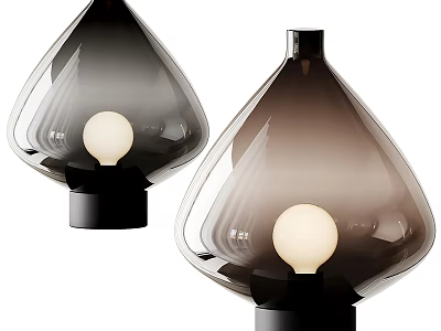 Modern Teardrop Shaped Table Lamp With Transparent Glass Shade And Black Base 3d model