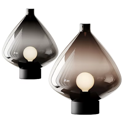 Modern Teardrop Shaped Table Lamp With Transparent Glass Shade And Black Base 3d model