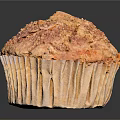 Fluffy Strawberry Muffin With Golden Crust And Paper Liner On Dark Surface