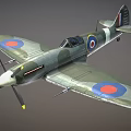 Vintage Green Camouflage Fighter Aircraft With Red Blue Round Insignia On Wings And Propeller