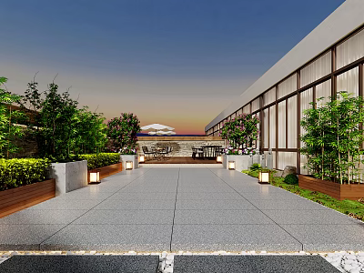 Roof Garden Modern Garden 3d model