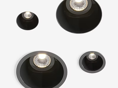 Stylish Black Round Downlights and Spotlights Modern Design for Home Interior Ceiling Installation 3d model
