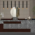 New Chinese Reception Desk Hotel Front Desk 3d model