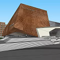 Lillehammer Art Museum Building Modern Architectural Design With Geometric Brown Facade And Stairs
