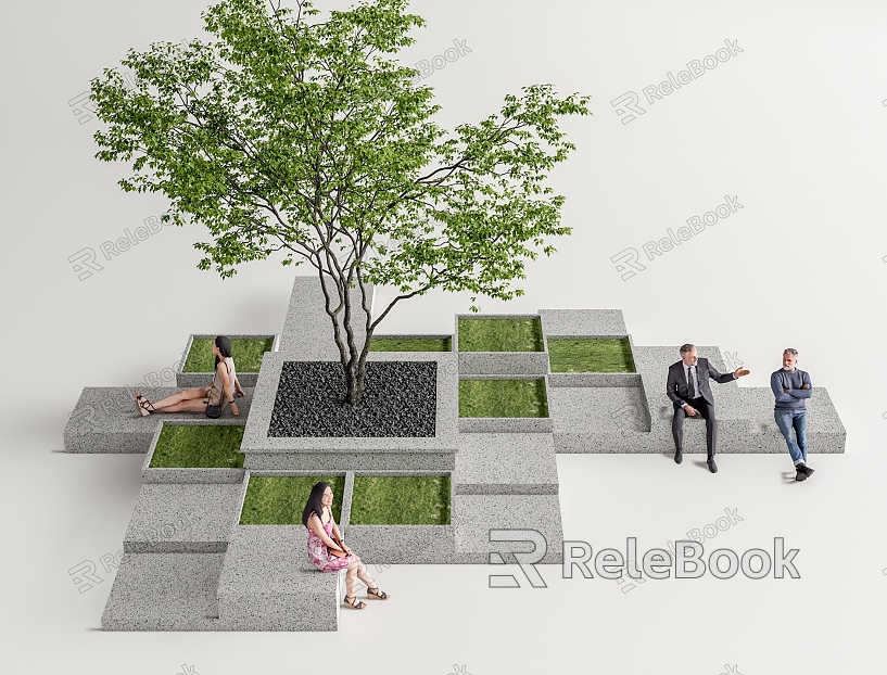 Modern Tree Pool Outdoor Landscape Seat Landscape Tree Landscape Sketch Planting Pool model