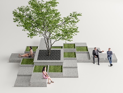 Modern Tree Pool Outdoor Landscape Seat Landscape Tree Landscape Sketch Planting Pool 3d model