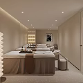 Elegant Modern Beauty Hair Salon Interior With Stylish Chandeliers Reception Desk Product Shelves And Green Plants