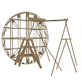 Traditional Wooden Water Wheel Agricultural Equipment With Spokes And Tripod Stand
