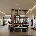 Modern Clothing Store Interior With Fashion Displays And Hanging Apparel