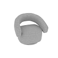 Modern Light Gray Upholstered Accent Chair With Curved Armrests And Rounded Comfortable Design