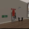 Furniture Showroom With Beige Walls Wooden Flooring Sunlight Coat Rack Red Coat And Black Boots