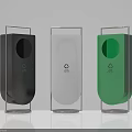 Public Facility Recycling Bins In Black White Green With Recycling Symbols
