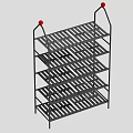 Metal Shoe Rack With Multiple Layers Open Design And Red Top Accents