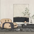 Modern Lazy Sofa Single Sofa Decorative Painting Combination 3d model