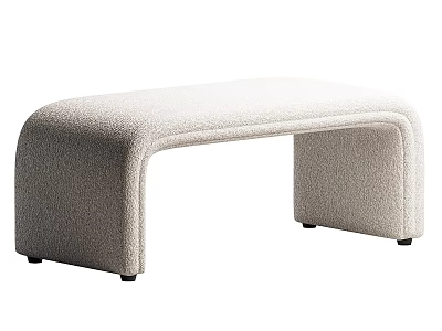 Modern Beige Upholstered Sofa Bench With Curved Shape And Black Legs 3d model