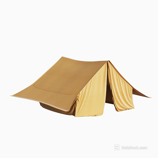 Classic Khaki Canvas A Frame Camping Tent Ideal For Outdoor Family Adventure And Picnic Activities 3d model 