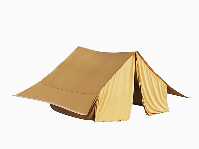 Classic Khaki Canvas A Frame Camping Tent Ideal For Outdoor Family Adventure And Picnic Activities 3d model