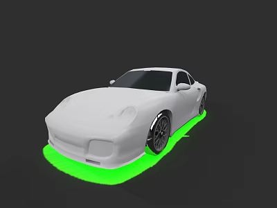 Modern White Sports Car With Green Glowing Effect On Grey Background 3d model