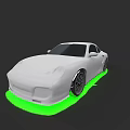 Modern White Sports Car With Green Glowing Effect On Grey Background