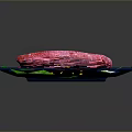 Pink Meat Slices on Green Leaves Blue Tray with Red White Flowers and Yellow Circle