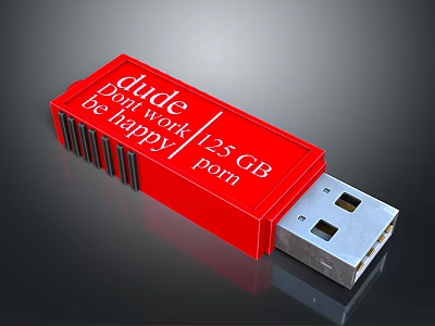 Red USB Flash Drive With 25GB Storage Capacity For Data Storage 3d model
