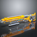 Yellow Futuristic Weapon with Silver Accents Complex Structure Multiple Components on Smooth Surface with Reflection 3d model