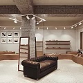 Modern Specialty Store With White Walls Wooden Elements Display Windows Bench And Recessed Lighting