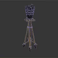 Ornate Medieval Iron Throne Decorative Piece On Wooden Tripod Stand