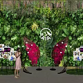 Perfect Photo Spot Featuring Lush Green Plant Wall Hanging Purple Vines And Pink Butterfly Wings