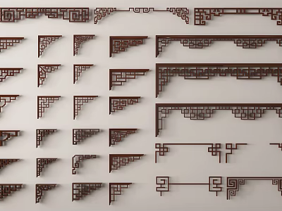 Traditional Wooden Carved Decorative Corner Pieces And Edge Trim Designs 3d model