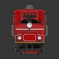Red Electric Toy Train With Red Body Wheels And Reflective Surface Design