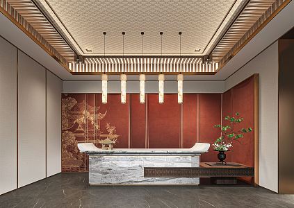 New Chinese Front Desk Hotel Front Desk 3d model