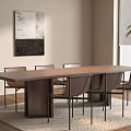 Modern Dining Table Combination Rectangular Six People 3d model