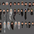 Diverse Hairstyle And Head Accessory Designs With Various Hair Colors And Facial Features