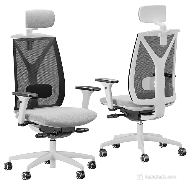 Ergonomic Office Chair With Mesh Back Adjustable Headrest And Armrests 3d model 