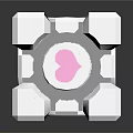 White Cube Structure With Pink Heart Shapes White Blocks And Circular Components On Black Background