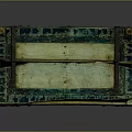 Ornate Wooden Chest With Decorative Carvings Green Accents And Small Feet