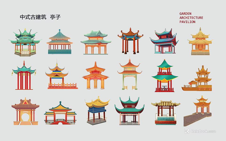 Traditional Chinese Ancient Architecture Pavilion Wall Decor With Ornate Design For Home 3d model 