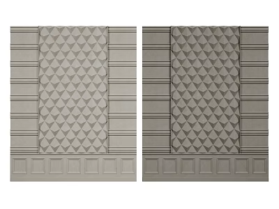 Modern Accent Wall Design With Diamond Pattern Embossed Texture And Striped Decorative Frames 3d model