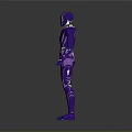 Futuristic Purple Robot Character With Blue Accent Lines In Standing Pose