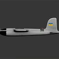 White Passenger Aircraft Model with Multiple Propellers and Tail Logo on Black Background 3d model