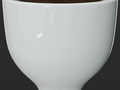 Elegant White Ceramic Garden Planter With Fresh Soil for Small Decorative Plants 3d model