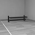 Bathroom Accessories Black Double Layer Corner Shelf On Wooden Floor With Light Colored Walls