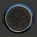 Blue Vintage Barrel With Black Lid And Metal Handles On Dark Surface