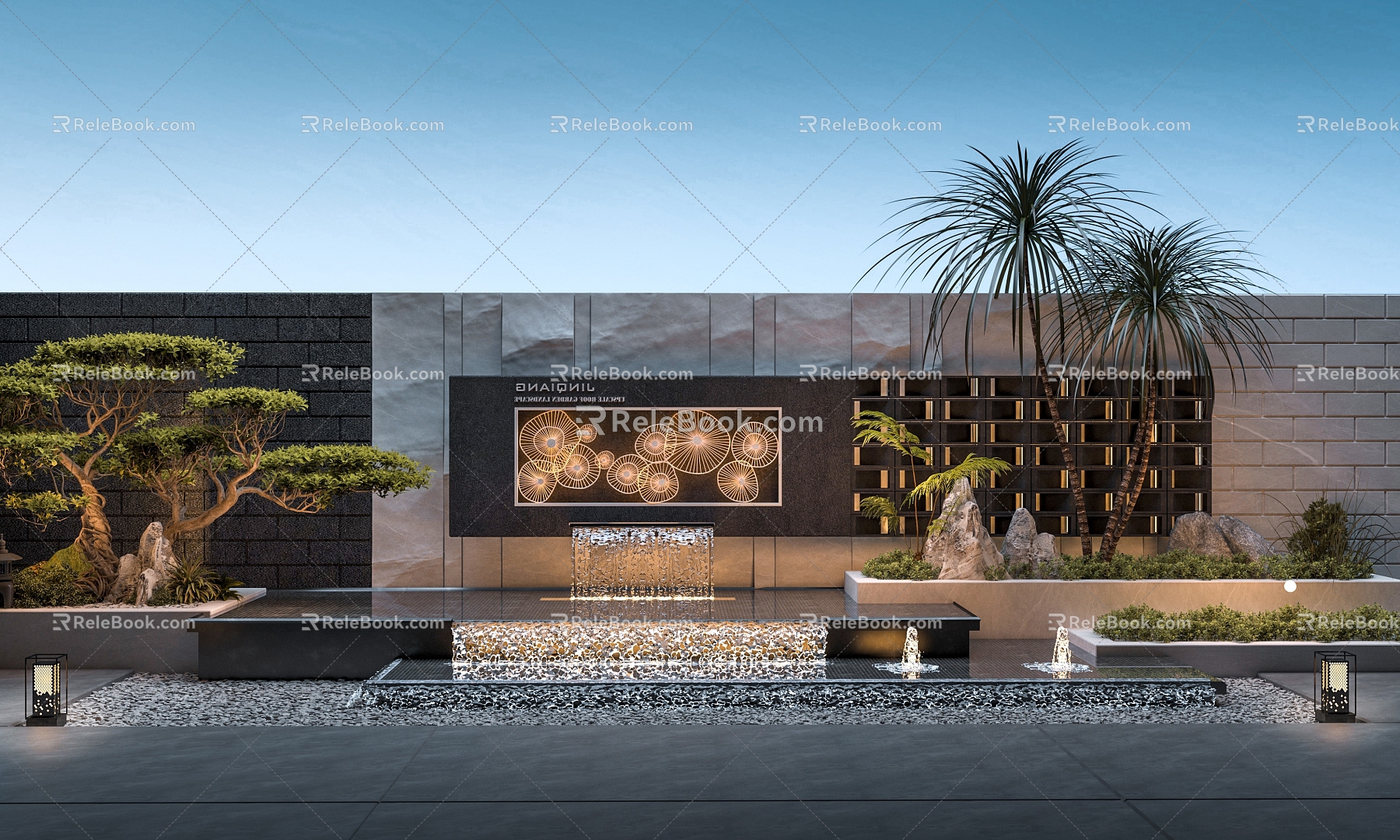 Water drop view wall Entrance view wall Courtyard view wall model