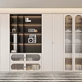 Modern White Bookcase With Glass Doors Decorative Shelves And Minimalist Design