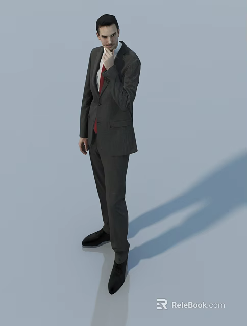 Business Man In Formal Suit Standing Full Length Against Light Background 3d model 