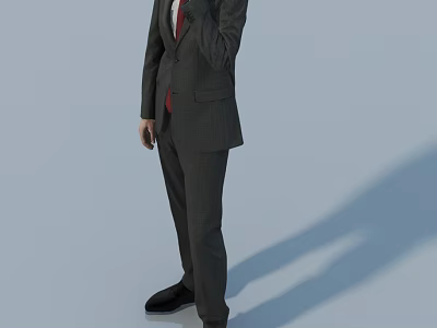 Business Man In Formal Suit Standing Full Length Against Light Background 3d model