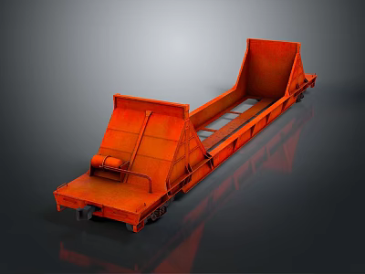 Orange Tilted Freight Train Car Modern Industrial Metal Structure For Cargo Transport 3d model