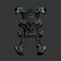3D Rendered Mythical Creature Sculpture With Rough Textured Surface And Multiple Limbs